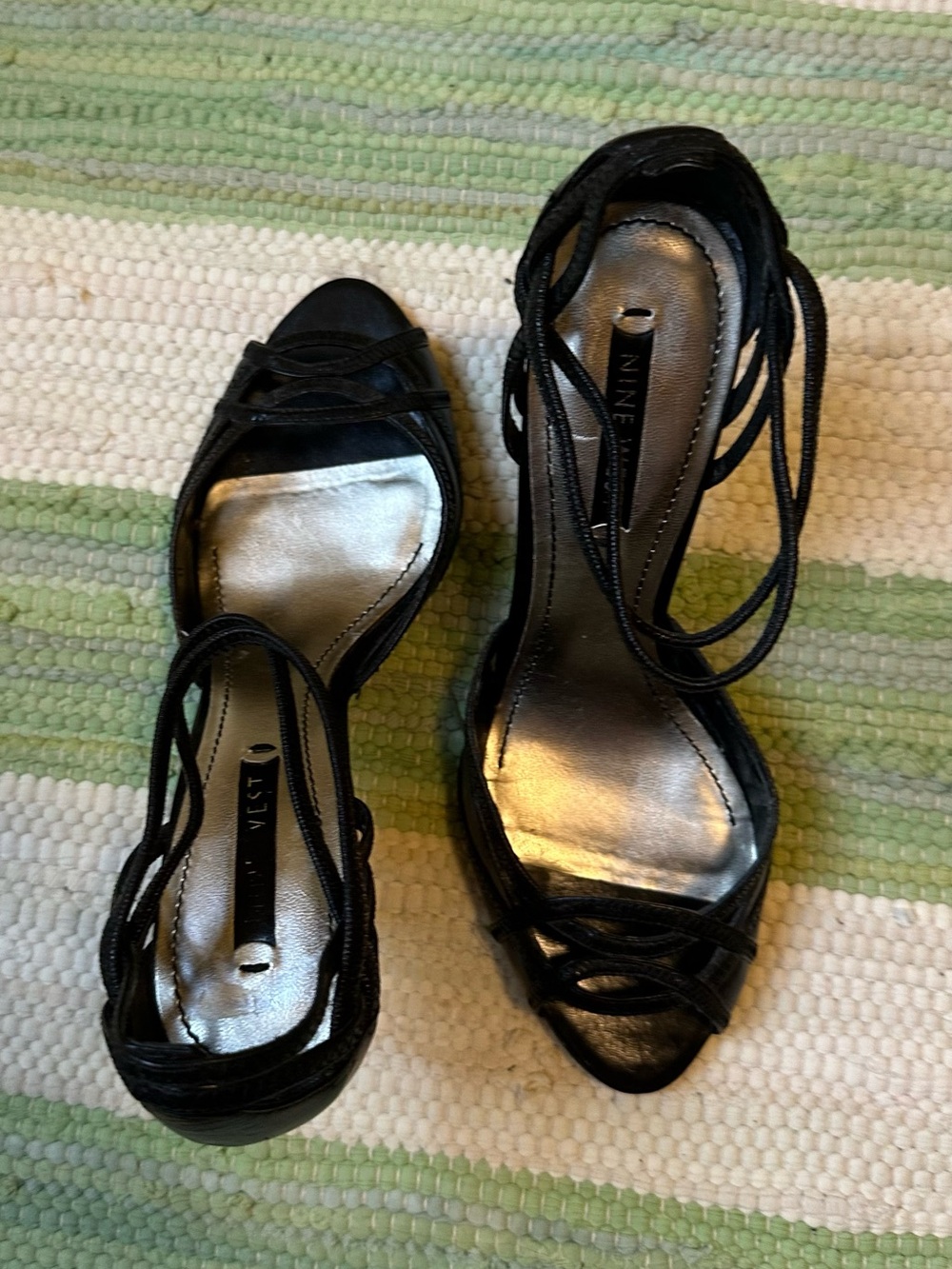Nine West Black Strappy Lace-Up High Heels